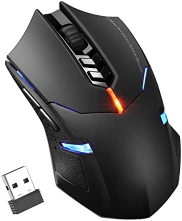 ANSTA Souris de Jeu sans Fil, Souris PC sans Fil USB, rétroéclairage Bleu LED, 7 Boutons de clic Silencieux, 5 dpi Réglables Plug and Play, Convient pour PC, Windows, Mac Fiche Technique et Prix au Maroc
