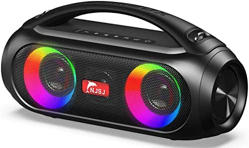 njsj Enceinte Bluetooth,40W Énorme Son Haut-parleurs sans Fil Portables, Lumières LED de Couleurs mélangées, Batterie 8800mAH, Bluetooth 5.0, Lecture USB, Fort pour la fête Fiche Technique et Prix au Maroc