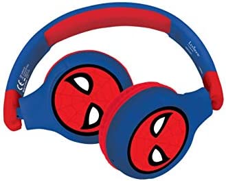 Lexibook- Spiderman-Casque Audio Enfant 2-en-1 Bluetooth Stéréo, sans Fil, Filaire, Son limité, Pliable, Ajustable, Fille/garçon, Rouge/Bleu, HPBT010SP Fiche Technique et Prix au Maroc