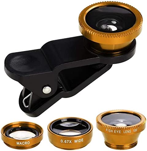 WSTERAO Kit d'objectif de caméra de téléphone 3 en 1 Objectif Universel Fish Eye Objectif Grand Angle Macro Clip Kit d'objectif de caméra pour iPhone 12, 11, XS, XR, 8 7 6s Plus, Samsung et Autres Fiche Technique et Prix au Maroc