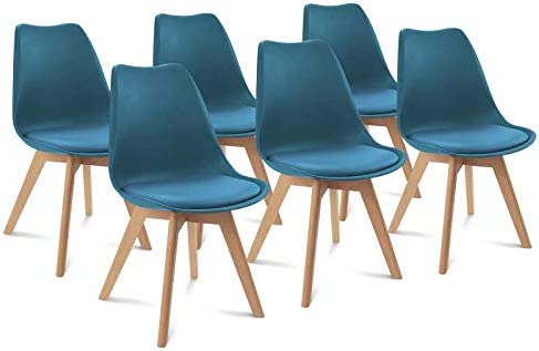 IDMarket - Lot de 6 chaises SARA Bleu Canard pour Salle à Manger Fiche Technique et Prix au Maroc