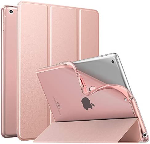 MoKo Étui Compatible avec iPad 9e Génération 2021/iPad 8ème Génération 2020/iPad 7ème Gén 2019, TPU Étui à Rabat avec Support Ultra-Mince avec Semi-Transparent Protecteur pour iPad 10.2 - Or Rosé Fiche Technique et Prix au Maroc