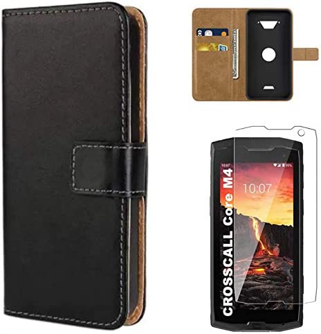 Haute Qualité Housse pour Crosscall Core X4 Luxe Etui à Rabat Housse Noir STAECASE + HD Verre Trempé Crosscall Core X4 Protection Écran 1Pack Fiche Technique et Prix au Maroc