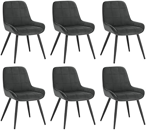WOLTU Lot de 6 Chaises de Salle à Manger, Chaises Relaxantes en Velours, Chaises Scandinaves Ergonomiques avec Dossier pour Salon, Salle de séjour, Cuisine, Chambre à Coucher,Gris foncé, BH331dgr-6 Fiche Technique et Prix au Maroc
