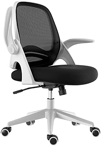 Hbada Chaise de Bureau avec Accoudoirs Pliables, Fauteuil Ergonomique en Maille Respirante, Siège de Bureau à Domicile, Pivotant à 360 °,Hauteur Réglable, Gain de Place,Blanc Fiche Technique et Prix au Maroc