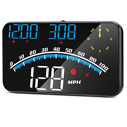 Aceshop 5.5" Compteur de Vitesse HUD pour Voiture - Affichage Universel du Pare-Brise MPH/KMH - Indicateur de Vitesse numérique - Détecteur de Vitesse GPS - Alarme de survitesse, USB prêt à l'emploi Fiche Technique et Prix au Maroc
