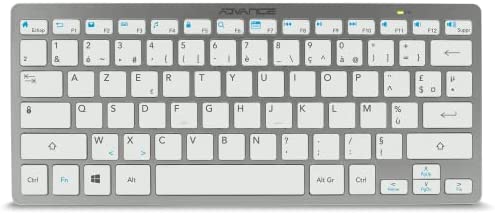 Advance – Clavier sans Fil Silencieux SMARTKEYS Blanc/Argent – Keyboard Bureautique Bluetooth Ultra Compact – Discret - Jusqu’a 10m de Fonctionnement – Compatible Pc/Windows/Tablette/Smartphone Fiche Technique et Prix au Maroc