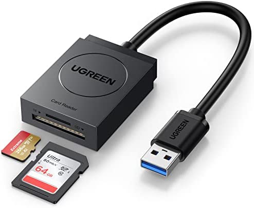 UGREEN USB 3.0 Lecteur de Carte SD Micro SD Adaptateur de Carte SD 5Gbps Transfert Rapide Accès Simultané à 2 Cartes Max 2To SD Card Reader Supporter TF SDXC SDHC MMC pour Windows MacOS Linux Fiche Technique et Prix au Maroc
