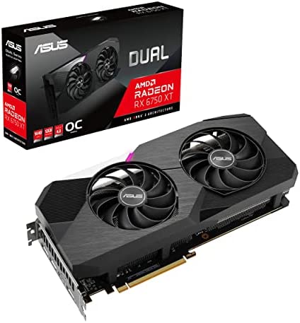 ASUS DUAL AMD Radeon RX 6750 XT OC Edition – Carte graphique gaming gaming (12GB GDDR6, AMD RDNA 2, PCIe 4.0, HDMI 2.1, DisplayPort 1.4a, Ventilateurs axiaux, 0dB) Fiche Technique et Prix au Maroc