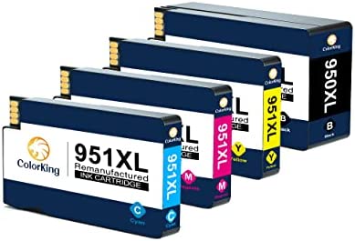 ColorKing Reconditionné Cartouches 950XL 951XL Remplacement pour Cartouche HP 950 951 XL Pack pour Cartouche HP Officejet Pro 8600 8610 8620 8100 8615 8625 8630 (1 Noir, 1 Cyan, 1 Magenta, 1 Jaune) Fiche Technique et Prix au Maroc