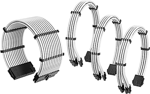 Antec Câble d'alimentation avec Gaine / 24 Broches ATX / 4 + 4 Broches EPS / 6 + 2 Broches PCI-E PSU Kit de câble d'extension 30 cm avec Peignes Blanc Fiche Technique et Prix au Maroc