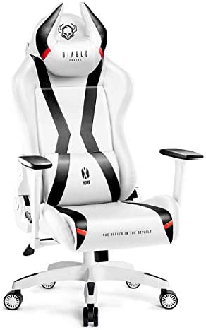 Diablo X-Horn Chaise Gaming Siege Fauteuil Bureau Accoudoirs 3D Design Ergonomique Oreiller Cou Coussin Lombaire Skaï Fonction d'inclinaison Blanc King (XL) Fiche Technique et Prix au Maroc