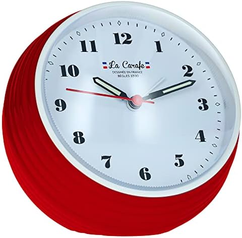 La Carafe Original - REVEIL - Réveil Vintage - Affichage Analogique - Aiguilles Aluminium Phosphorescentes - Mécanisme à Quartz - Coquelicot Fiche Technique et Prix au Maroc
