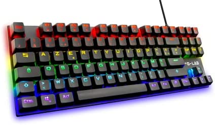 The G-Lab Keyz Mercury TKL Clavier Mécanique Gamer 87 Touches Filaire USB AZERTY Français, Rétro-Éclairage LED Multicolore - Gaming Compact sans Pavé Numérique PC/PS4/PS5/Xbox Nouveau 2022, Noir Fiche Technique et Prix au Maroc