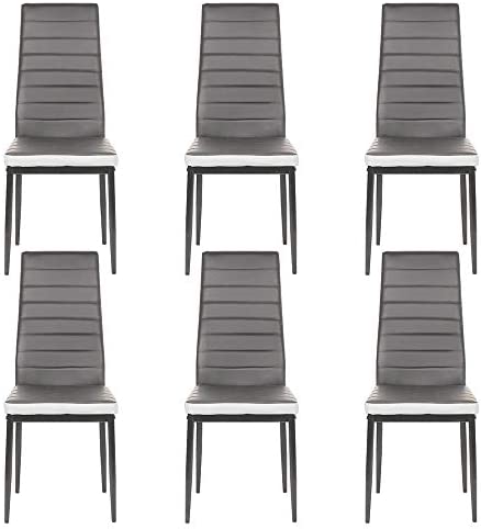 Lot de 6 Chaises de Salle à Manger,SGS Tested, chaises de Salle a Manger, Siege Rembourre Epais, Chaises pour Salle a Manger, Chaises de Salle a Manger Moderne,6PC (Gris + Blanc) Fiche Technique et Prix au Maroc