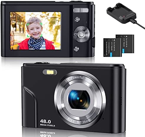 CAMKORY Appareil Photo Numérique Compact Autofocus FHD 1080P 48MP 16X Zoom Numérique Facile à Utiliser pour la Photographie avec 2 Batteries pour Les Enfants Adolescents Debutant Noir Fiche Technique et Prix au Maroc