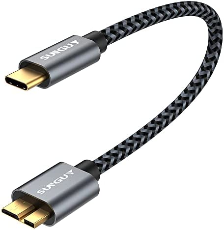 SUNGUY Câble USB C vers Micro B, USB 3.05 Gbps 0.3M USB C mâle vers Micro B mâle câble pour disque dur compatible avec Toshiba, Seagate, WD,Galaxy S5 Note 3,HDD etc. Fiche Technique et Prix au Maroc