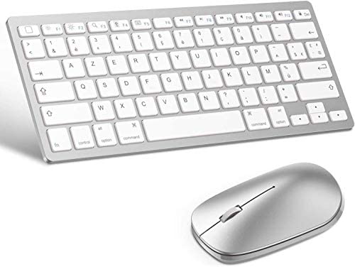 Clavier iPad AZERTY OMOTON, Clavier Souris Bluetooth pour iPad 10.2, iPad Pro 11/12.9, iPad Mini 8.3, iPad Air 10.9, iPhone iOS13 ou Supérieur, Souris sans Fil pour iOS/iPadOS, Argent et BlancAvis,  Fiche Technique et Prix au Maroc