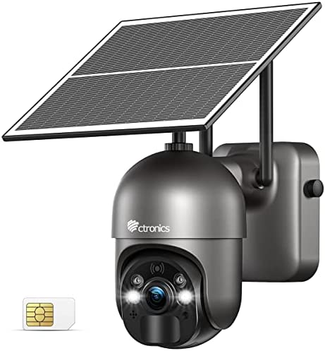 Ctronics 3G/4G LTE Caméra Surveillance Solaire Extérieure sans Fil PTZ Caméra IP Carte SIM avec Batterie 14400mAh 360° Vision Nocturne Couleur 30M Détection Humaine PIR Audio Bidirectionnel IP66 Fiche Technique et Prix au Maroc