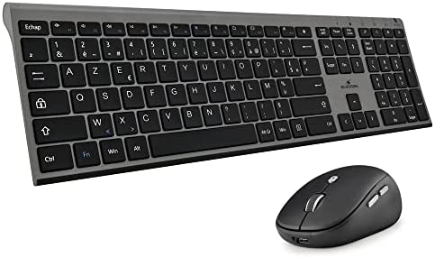 BlueStork- Pack Clavier et Souris sans Fil Grapheme - Wireless avec Smart Dongle - Clics Silencieux - Design Ultra Slim - Ergonomique - Rechargeable - Gris - AZERTY FR Fiche Technique et Prix au Maroc