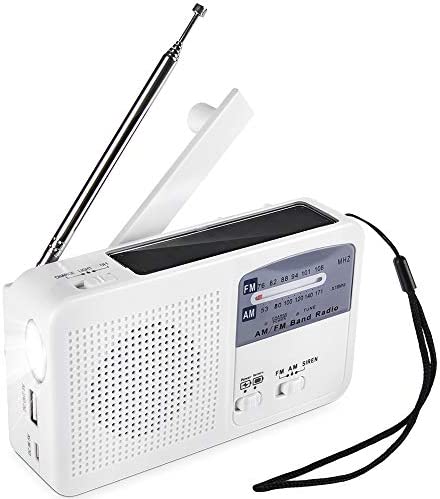 Radio Portable d'urgence Solaire Dynamo Power Manivelle Rechargeable Radio FM/AM Lecteur MP3 sans Fil Lampe de Poche LED Siren Portable Chargeur de téléphone Portable Banque d'alimentation Fiche Technique et Prix au Maroc