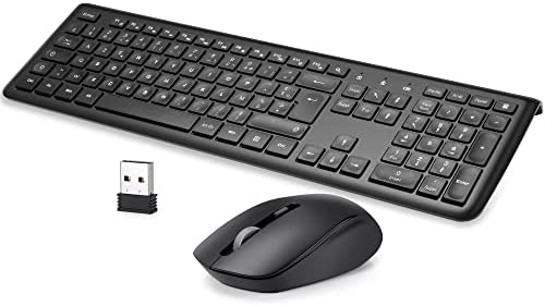 Ensemble Clavier et Souris sans Fil Silencieux, TopMate 2.4G Ultra Mince Clavier Souris Set avec Raccourci Calculatrice, Souris Muet et Clavier avec Piles 2 AAA et 1 AA, pour PC/Laptop/Windows/Mac Fiche Technique et Prix au Maroc