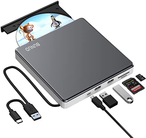 BUNUD Lecteur CD/DVD externe USB 3.0 Type-C Portable CD DVD Graveur Drive avec SD/TF et fentes USB, lecteur optique CD DVD pour ordinateur portable Windows 11 10 Mac MacBook Air Pro Apple iMac PC Fiche Technique et Prix au Maroc