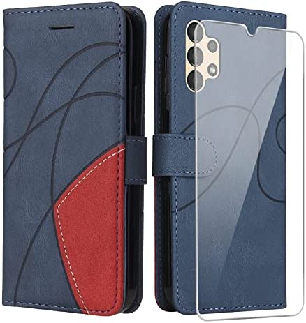 jrester Coque pour Samsung Galaxy A13 4G, Couleur Combinaison (Bleu et Rouge) Modèle PU Cuir à Rabat Flip Housse Étui avec Un Verre Trempé Film Protection Écran pour Samsung Galaxy A13 4G 6.6" Fiche Technique et Prix au Maroc