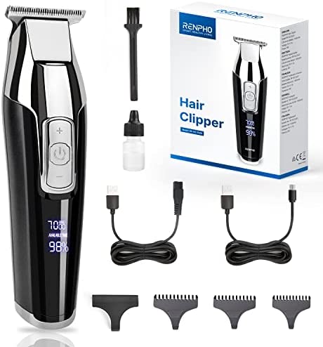 RENPHO Tondeuse à Cheveux Professionnelle avec Lame en T, Kit de Coupe de Cheveux Sans Fil Tondeuses à Cheveux et à Barbe pour Hommes et Enfants Rechargeable Écran à LED pour les Lignes et les Motifs Avis, Fiche Technique et Prix au Maroc