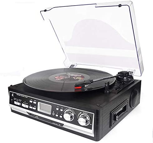 Platine Vinyle DL, Cassette 4 en 1 dl avec télécommande, Bluetooth, Radio FM, Lecteur de Cassette, USB, SD et encodage, Platine Vinyle 3 Vitesses Record Player 33/45/78 Tourne-Disque Noir Fiche Technique et Prix au Maroc
