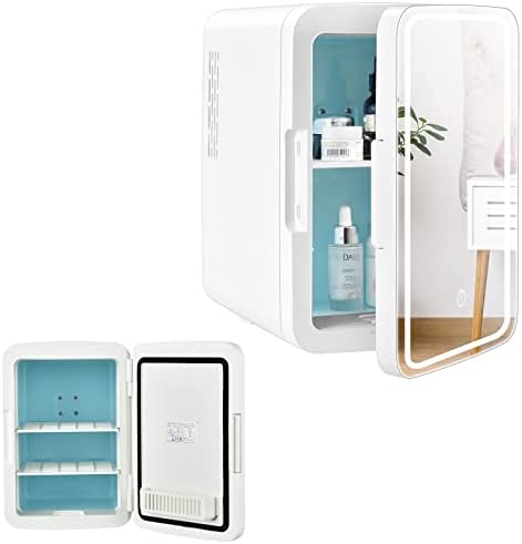 RELAX4LIFE Mini Frigo de Chambre 10L avec Miroir LED, Mini Réfrigérateur Voiture 12V 220V Chaud et Froid -5-50℃ pour Cosmétiques et Aliments Frais ou Chauds, Portable pour Chambre et Voyage (Blanc) Fiche Technique et Prix au Maroc