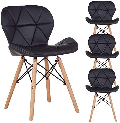 Lot de 4 chaises de salle à manger rétro moderne en similicuir rembourré avec dossier incurvé pour salle à manger, cuisine, chaise d'appoint Fiche Technique et Prix au Maroc