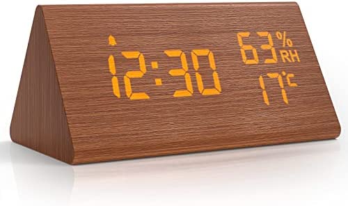 NBPOWER Réveil Numérique en Bois, Horloge Digitale avec Snooze/Date/Température et Humidité- Brun Fiche Technique et Prix au Maroc