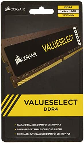 Corsair CMV8GX4M1A2133C15 Value Select 8GB (1x8GB) DDR4 2133Mhz CL15 Mémoire pour ordinateur de bureau Noir Fiche Technique et Prix au Maroc