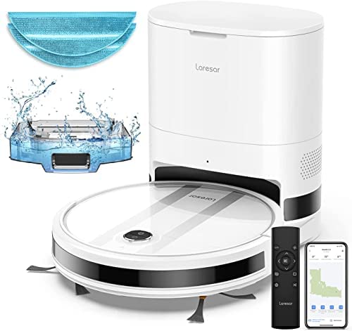 Laresar Aspirateur Robot Laveur, Robot Aspirateur Laveur de Sol 3000Pa 3 en 1 avec Station d'auto-vidage, 200min d'Autonomie, avec Alexa/APP/Télécommande connecté, pour Poils d'animaux(Grande 2) Avis, Fiche Technique et Prix au Maroc
