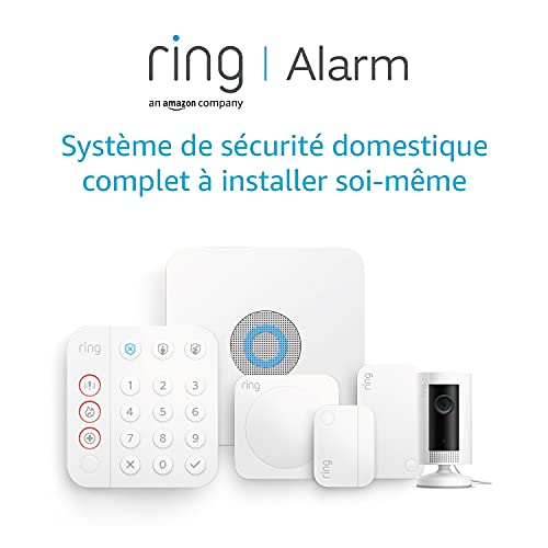 Ring Alarm Kit 5 pièces (2e gén.) + Indoor Cam par Amazon | Système d'alarme de maison sans fil connecté avec caméra intérieure | Système de sécurité domestique avec surveillance assistée optionnelle Fiche Technique et Prix au Maroc
