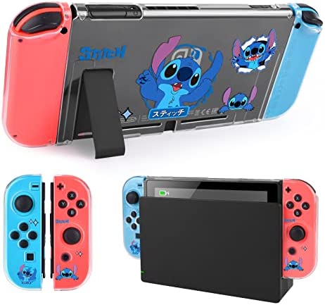 DLseego Coque Compatible avec Nintendo Switch, Accessoires pour Switch, Coque Transparente en PC Dur avec Housse Souple pour Joy-Con, Coque pour Dockable, Design Anti-Rayures,Blue Alien Monsters Fiche Technique et Prix au Maroc
