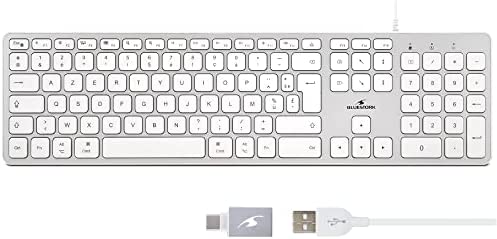 Bluestork Clavier Français AZERTY Filaire pour Mac - Touches Concaves et Silencieuses, 13 Raccourcis Multimédia, Adaptateur USB/USB-C - NOUVEAU 2022 Fiche Technique et Prix au Maroc