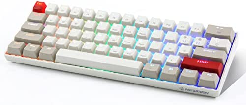 Newmen GM610 Clavier Gaming 60% Blanc&Gris, avec Jeu supplémentaire de keycap,RGB Clavier mécanique sans Fil Bluetooth et Filaire,upgradeable pour Win/Mac/Android,Clavier Gamer QWERTY,Switch Rouge Fiche Technique et Prix au Maroc