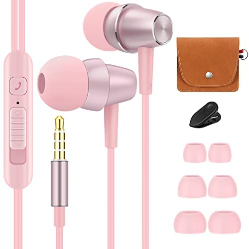 Bulees Écouteurs pour Enfants Filles, Écouteurs Intra-Auriculaires Souples câblés avec Micro et Contrôle du Volume, Petits Écouteurs Mignons pour iPhone 6/6s, Smartphones Android, MP3 (Rose) Fiche Technique et Prix au Maroc