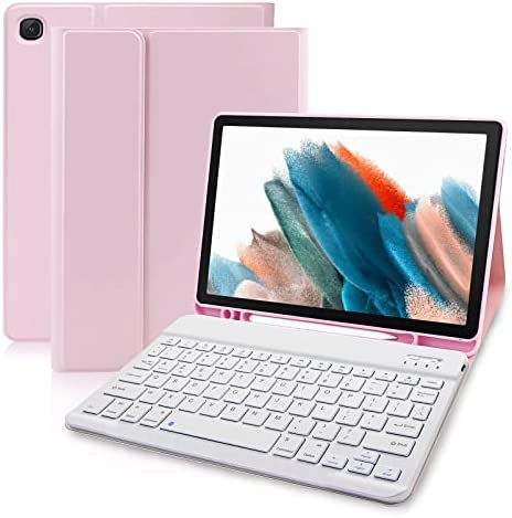 Étui Clavier pour Samsung Galaxy Tab A8 10,5 Pouces Modèle 2022 (SM-X200/X205/X207), Clavier Français AZERTY, Clavier Bluetooth sans Fil Détachable Magnétiquement,Rose Fiche Technique et Prix au Maroc