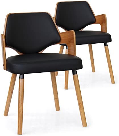 Menzzo Lot de 2 Chaises scandinave Dima, Bois Naturel/Noir, 51 x 51 x 72 cmAvis,  Fiche Technique et Prix au Maroc