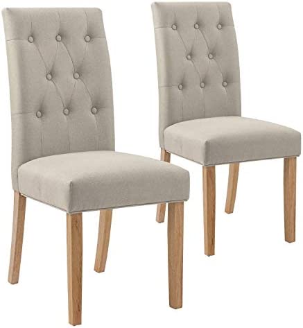 Intense Déco Lot de 2 Chaises Capitonnées Gaya Tissu, BeigeAvis,  Fiche Technique et Prix au Maroc
