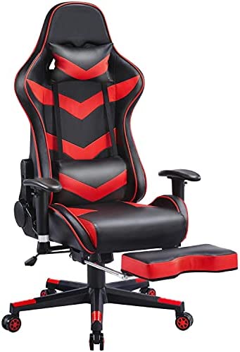 Yaheetech Chaise de Bureau Ergonomique Fauteuil Gaming Hauteur Réglable avec Appui-tête Soutien Lombaire Ajustables Accoudoir Réglable Siège Pivotant Charge de 140kg Noir Rouge Fiche Technique et Prix au Maroc