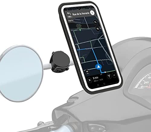 Shapeheart - Support Smartphone Magnétique pour Scooter | Universel | Tout rétroviseur | Protège de la pluie | Compatible toute marques | Téléphone XL Jusqu'à 16,5cm Fiche Technique et Prix au Maroc
