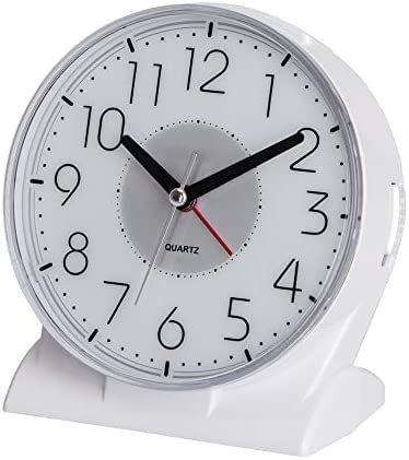 Réveil analogique sans tic-tac pour personnes âgées, facile à lire, fonctionnement simple, alarme forte, répétition, lumière sur demande, blanc Fiche Technique et Prix au Maroc
