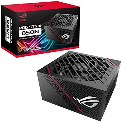 ASUS ROG Strix 850W Gold Bloc d’alimentation (radiateurs ROG, ventilateurs axiaux à double roulement à billes, technologie 0dB, certification 80 plus Gold, câbles modulables, Garantie 10 ans) Fiche Technique et Prix au Maroc