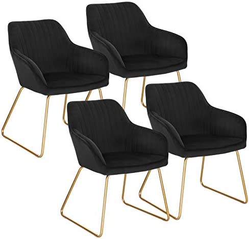 WOLTU 4 X Chaises de Salle à Manger l'assise en Velours Pied en métal,Chaise de la réunion Noir BH246sz-4Avis,  Fiche Technique et Prix au Maroc