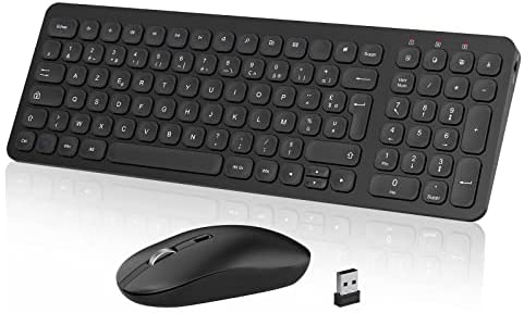 PINKCAT Clavier Souris sans Fil, 2.4G Ensembles Clavier et Souris sans Fil, Mince & Silencieux & Pleine Taille, Clavier et Souris Portable pour PC/Laptop/Mac - Noir Fiche Technique et Prix au Maroc