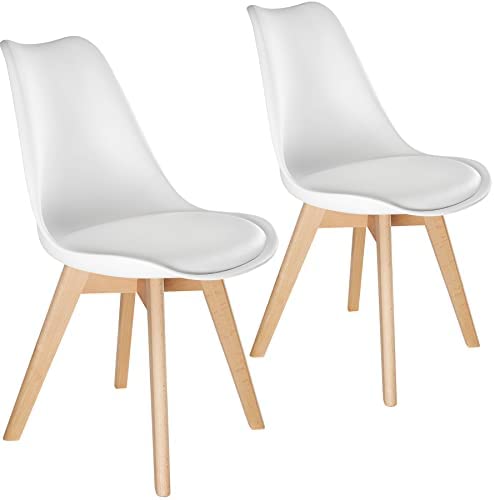 TecTake 800852 Lot de 2 Chaises de Salle à Manger Style Scandinave Mobilier d´Intérieur Pieds Bois Massif Design Moderne – Diverses Couleurs (Blanc)Avis,  Fiche Technique et Prix au Maroc